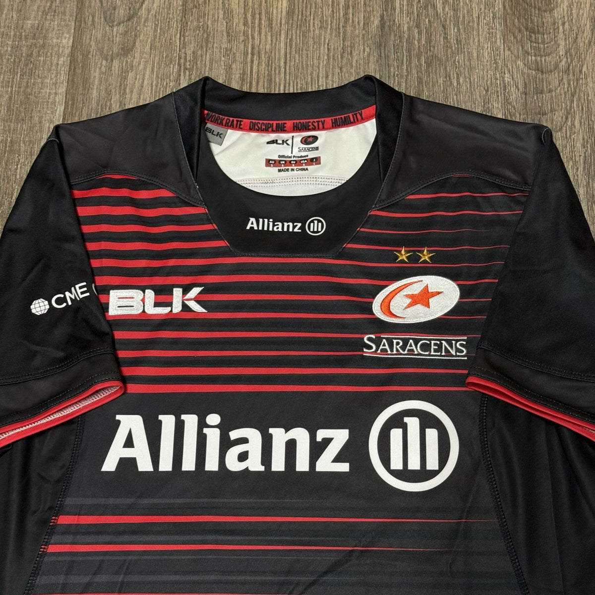 Saracens Rugby Union Home Shirt 2017/2018 BLK Small S Jersey Black Top