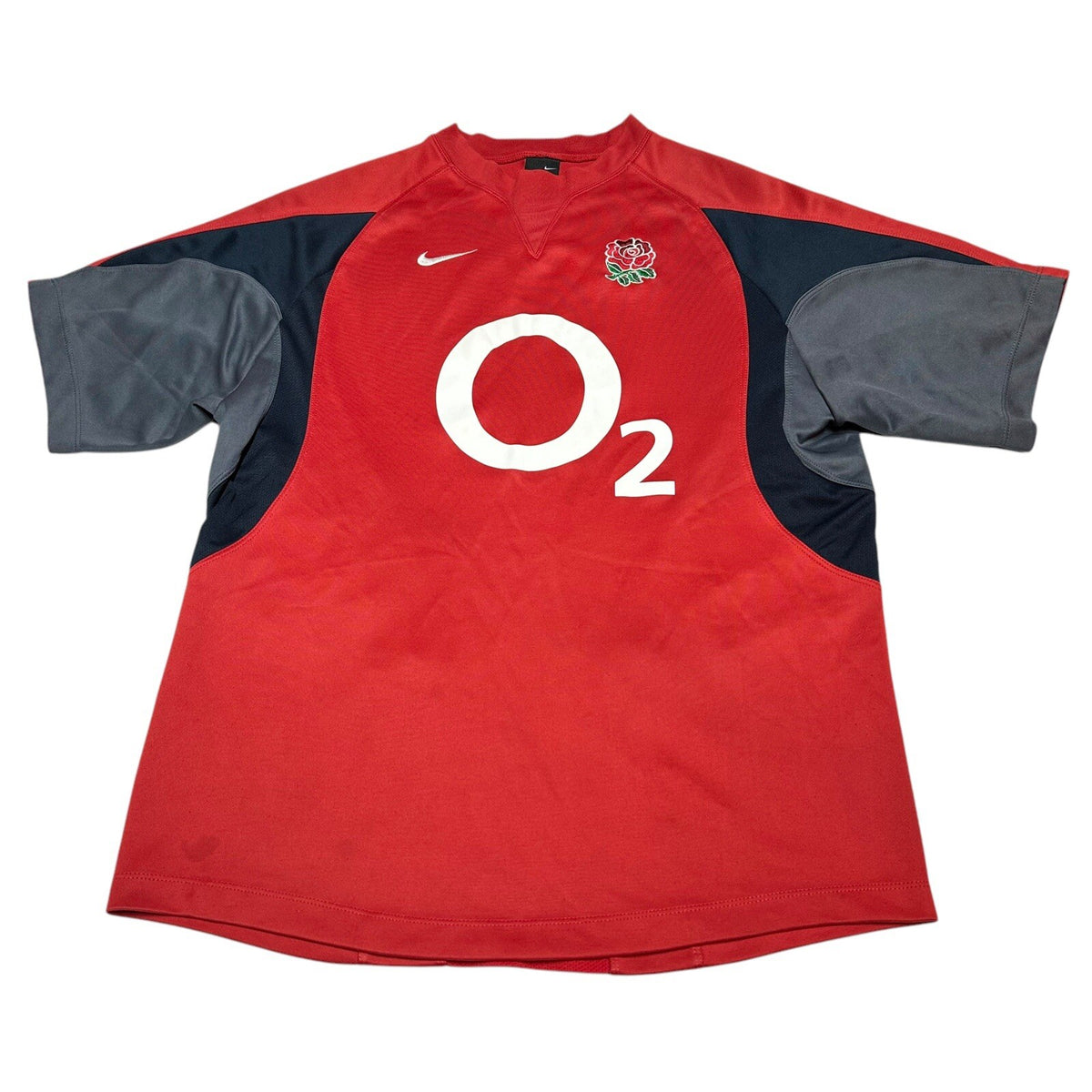 England Rugby Shirt Jersey O2 2000s Official Nike Training Kit Size Large