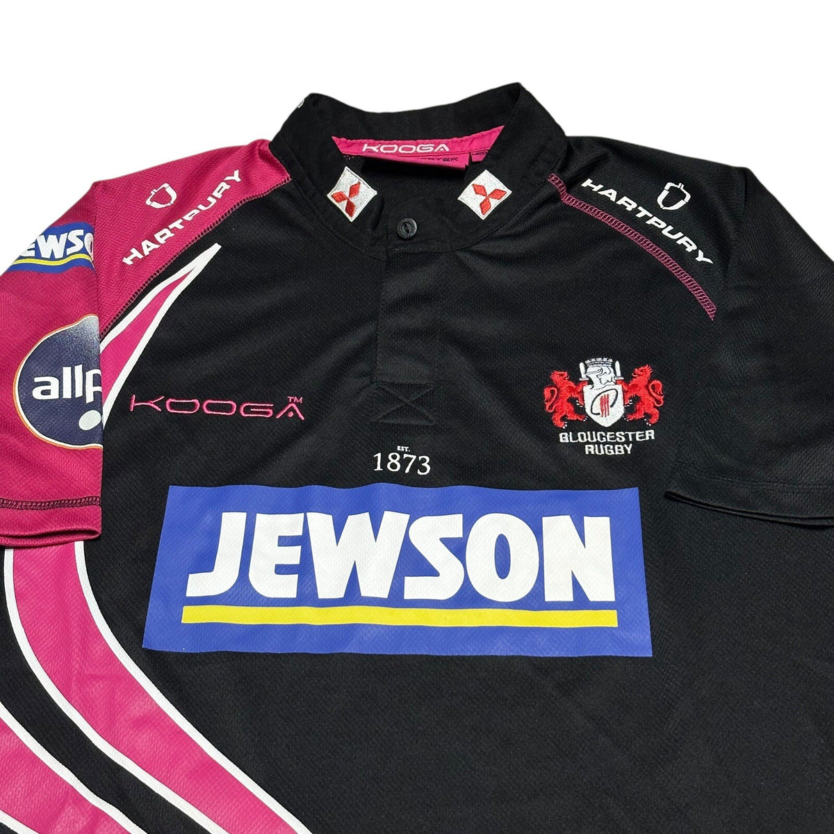 Gloucester Rugby Shirt 2011/2012 Kooga Large European Jersey Top Black Pink