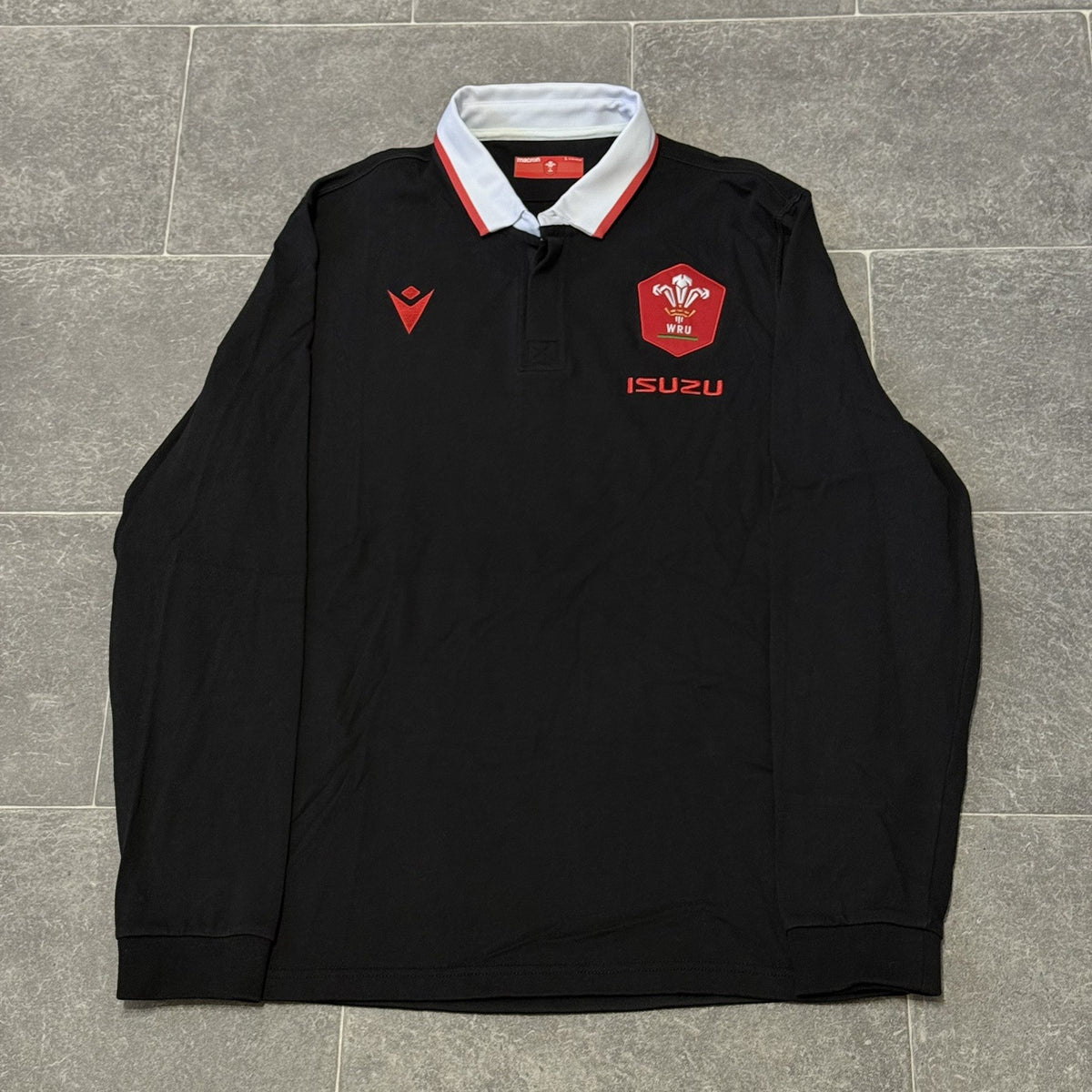 Wales 2021 Long Sleeve Away Shirt Macron Men’s Large Rugby Union Classic