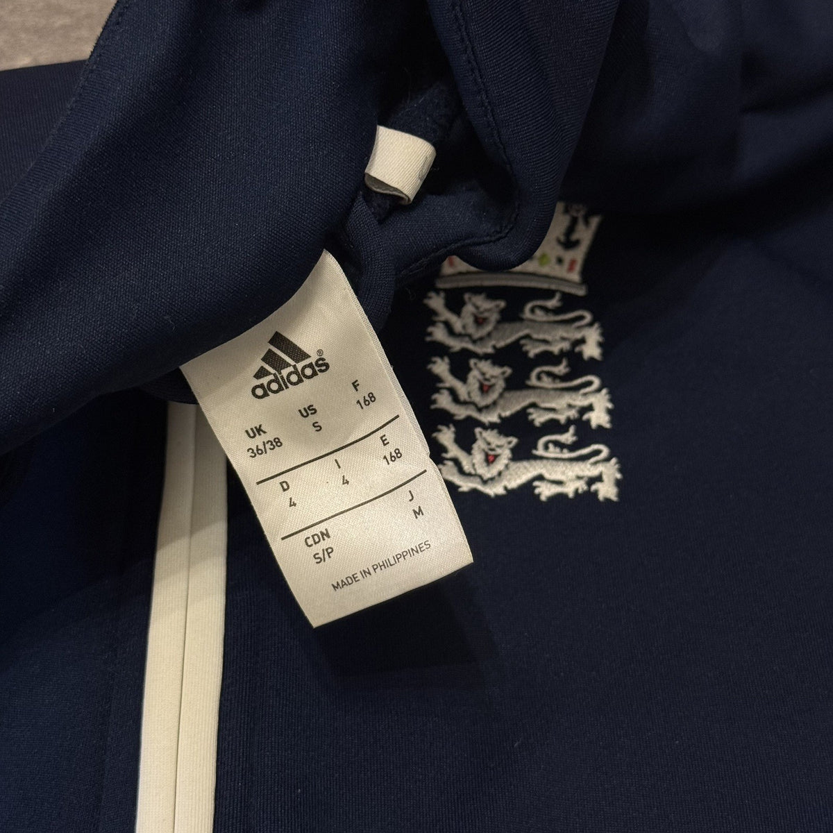 England Cricket Jacket Adidas Full Zip Blue Training Fleece Lined Mens Small