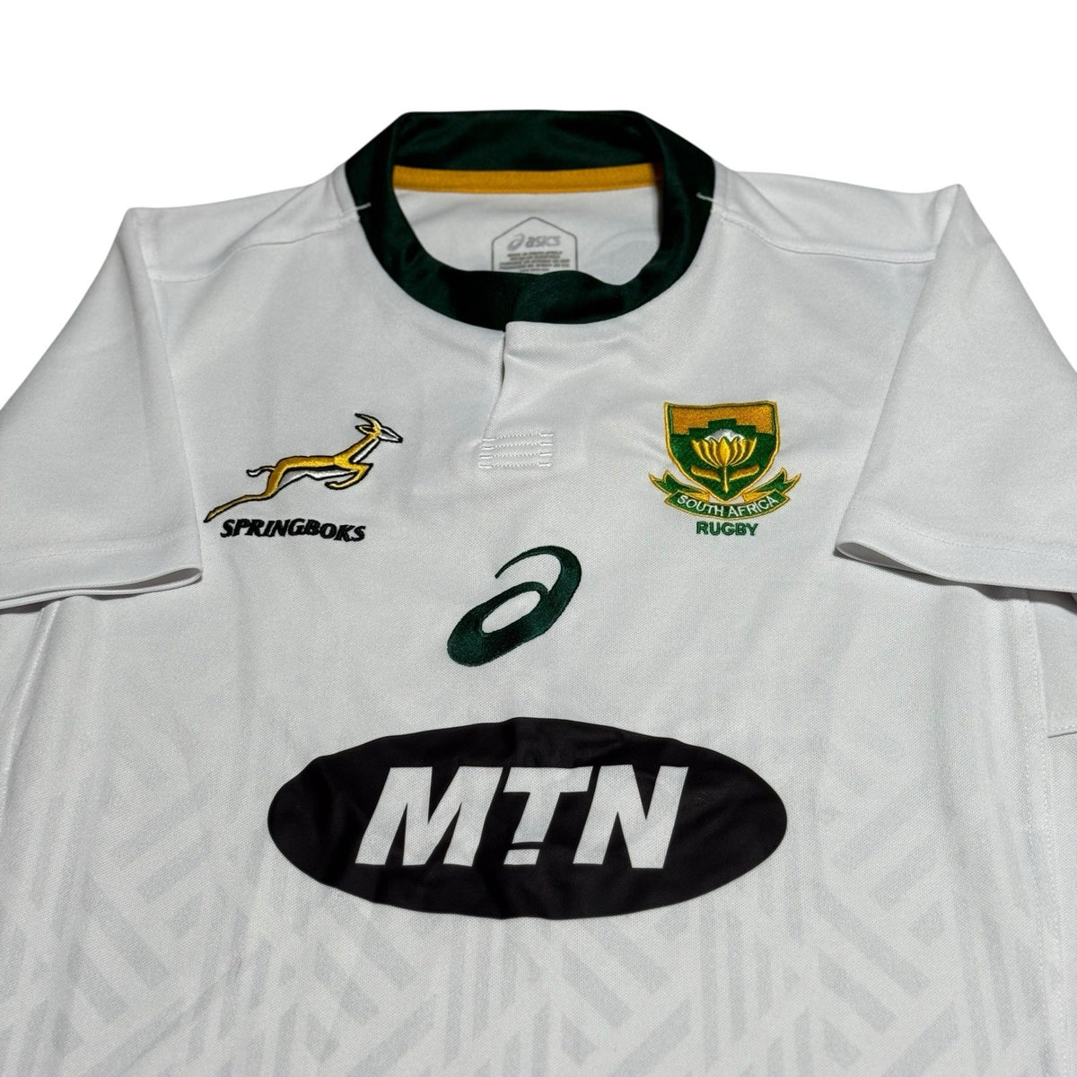 SOUTH AFRICA AWAY RUGBY SHIRT JERSEY ASICS SIZE MEDIUM M MEN WHITE
