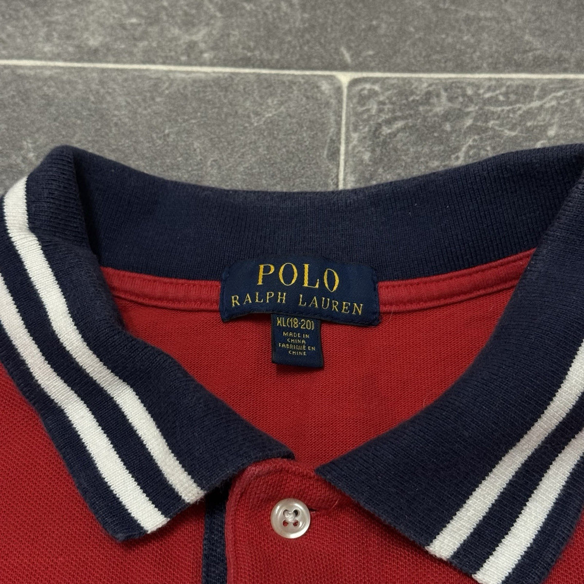 Ralph Lauren Polo Shirt XL 18-20 (Adult S/M) Spellout logo Rugby