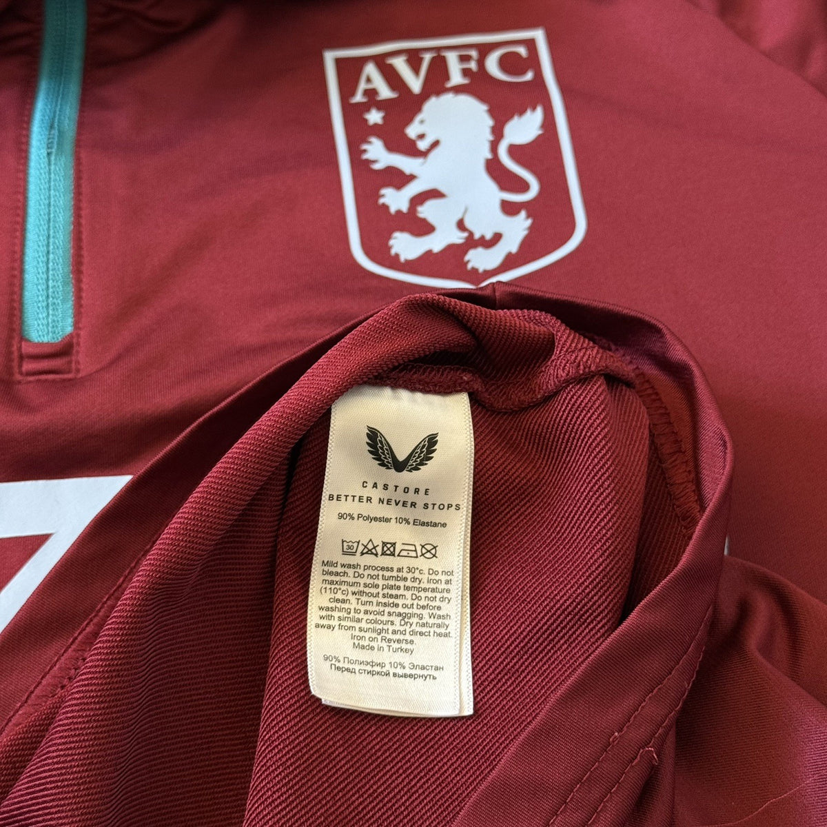 Aston Villa Football Jacket 1/4 Zip Castore Adults Large