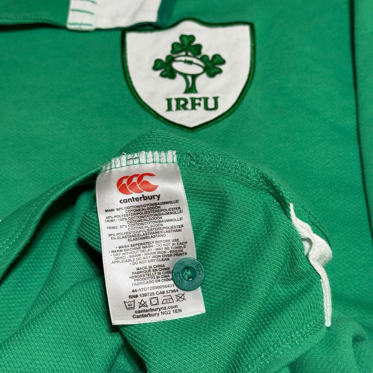Ireland Canterbury Rugby Shirt Mens 4XL Green Jersey Top Longsleeve Union IRFU