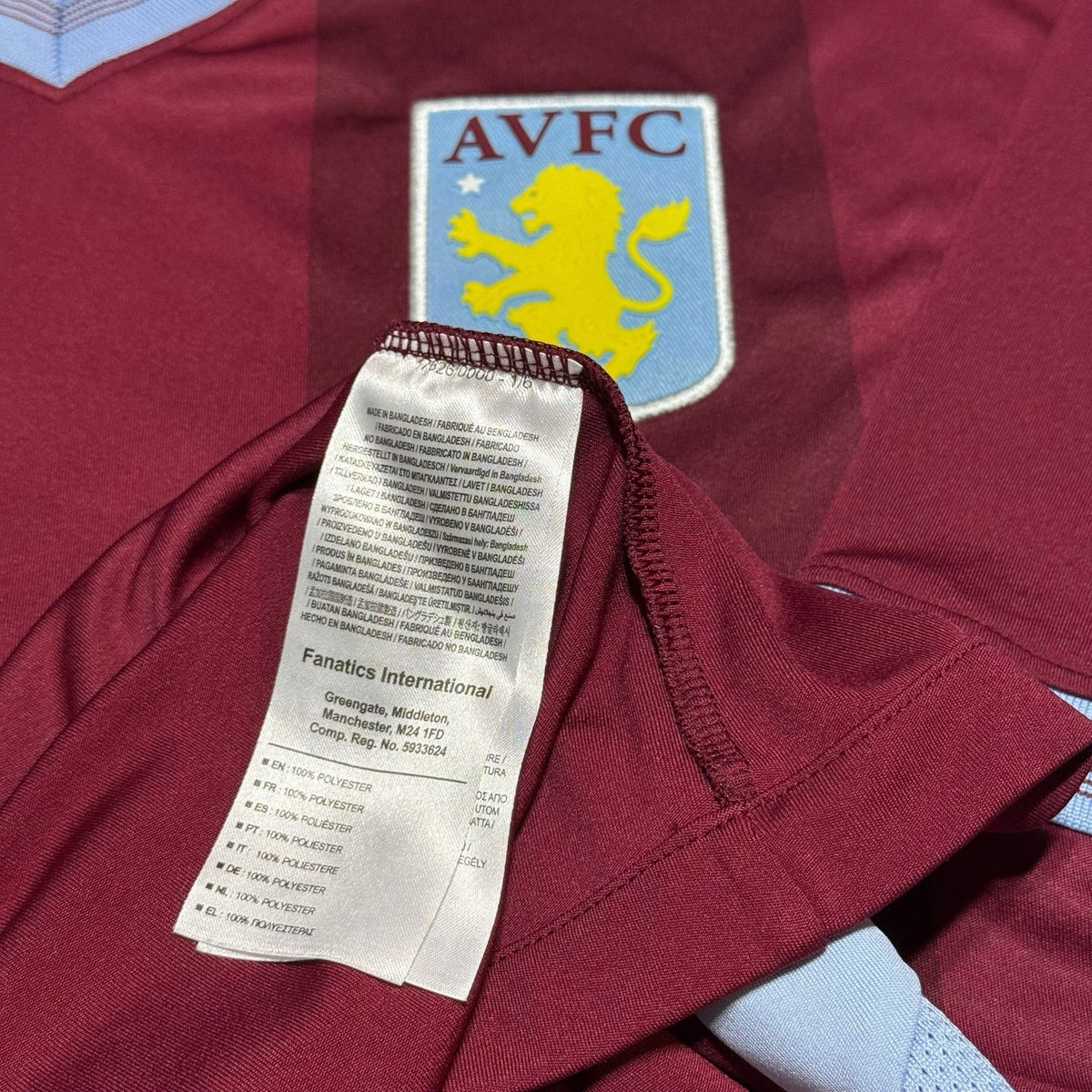 Aston Villa Rare Sponsorless Luke Home Shirt Size Large Number 6. Academy Kit