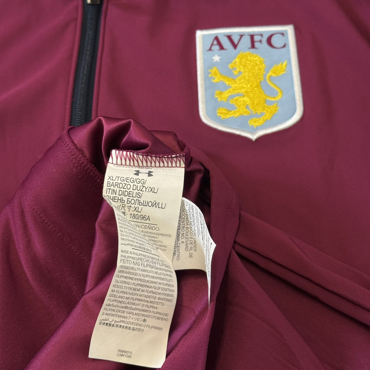 Aston Villa Training Track Jacket XL Claret Blue Under Armour Storm Resistant