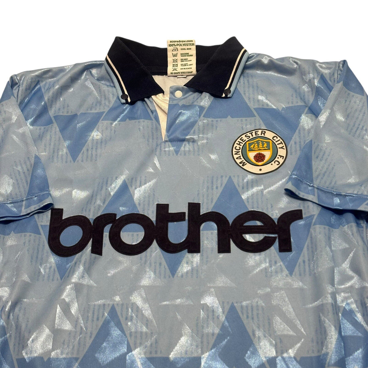 Manchester City 1989 - 1991 Home Football Shirt Jersey Score Draw size S