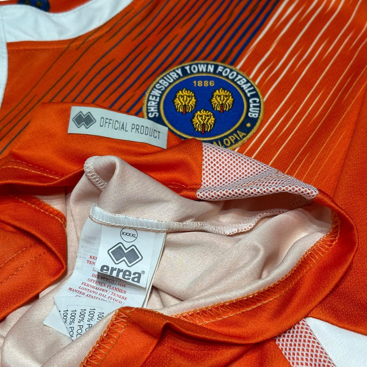 Shrewsbury Town Errea 2018/2019 Away Football Shirt Orange Size 4XL