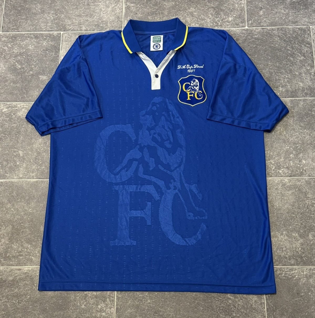 Score Draw Chelsea 1997 FA Cup Final Retro Football Shirt XXL 2XL Mens