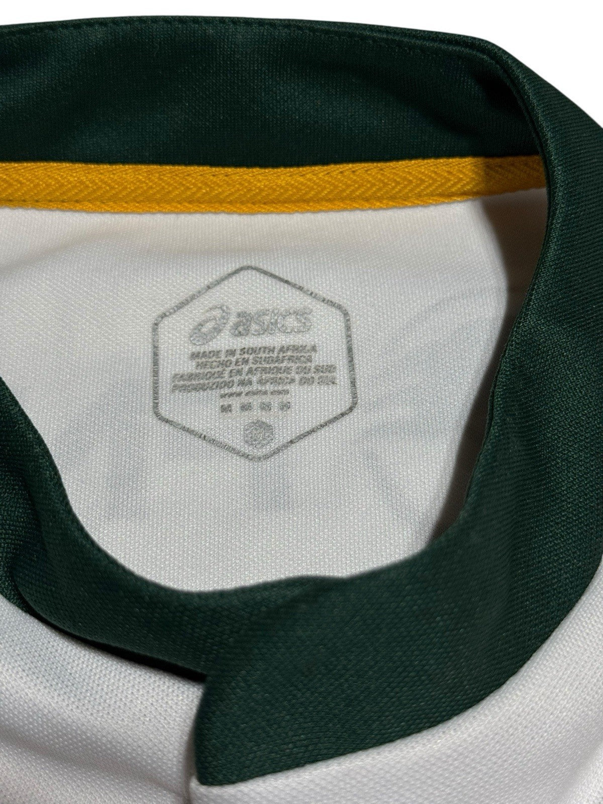 SOUTH AFRICA AWAY RUGBY SHIRT JERSEY ASICS SIZE MEDIUM M MEN WHITE