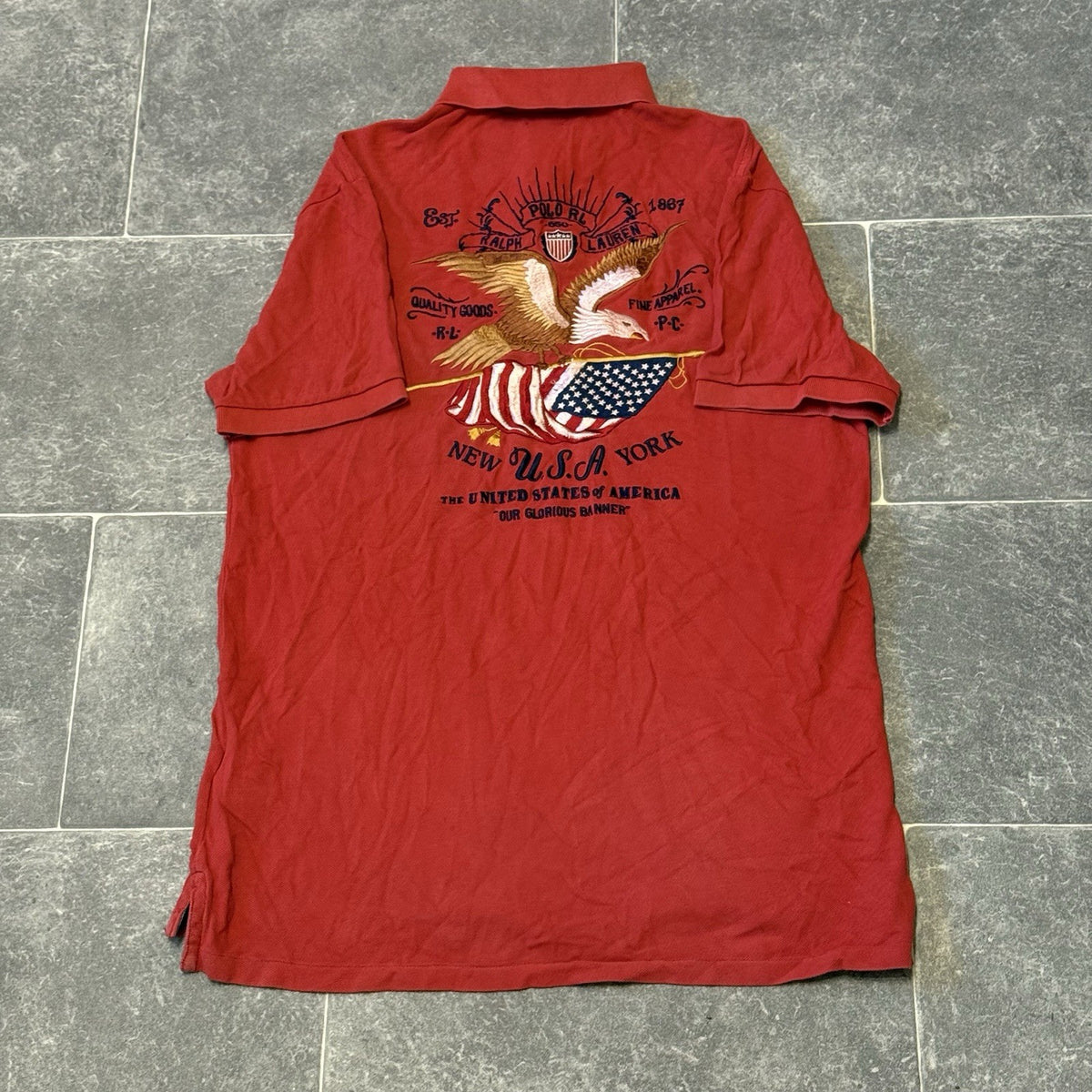 POLO RALPH LAUREN Mens Eagle Embroidered Polo Shirt Size Medium