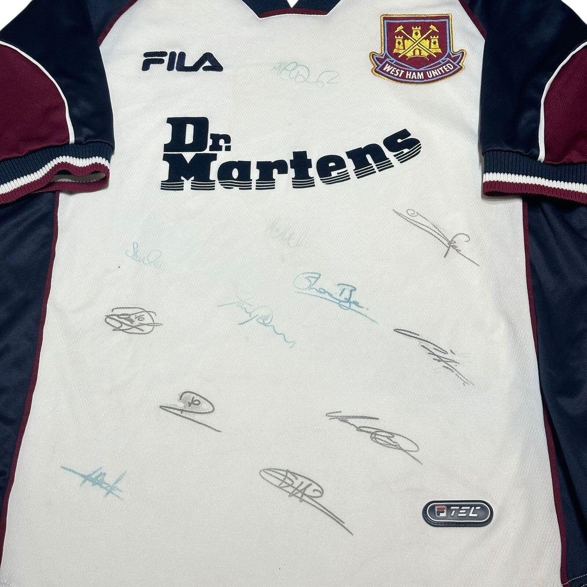 West Ham 1999/00 AWAY Football Shirt SIGNED Soccer Jersey Size Medium