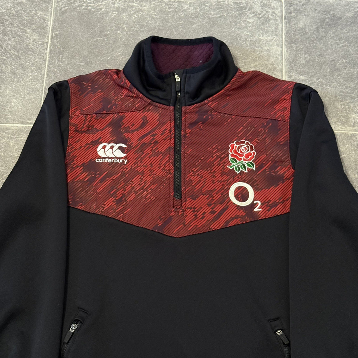 Canterbury England 1/4 Zip Top Medium Rugby Pullover Training Jersey Thermoreg
