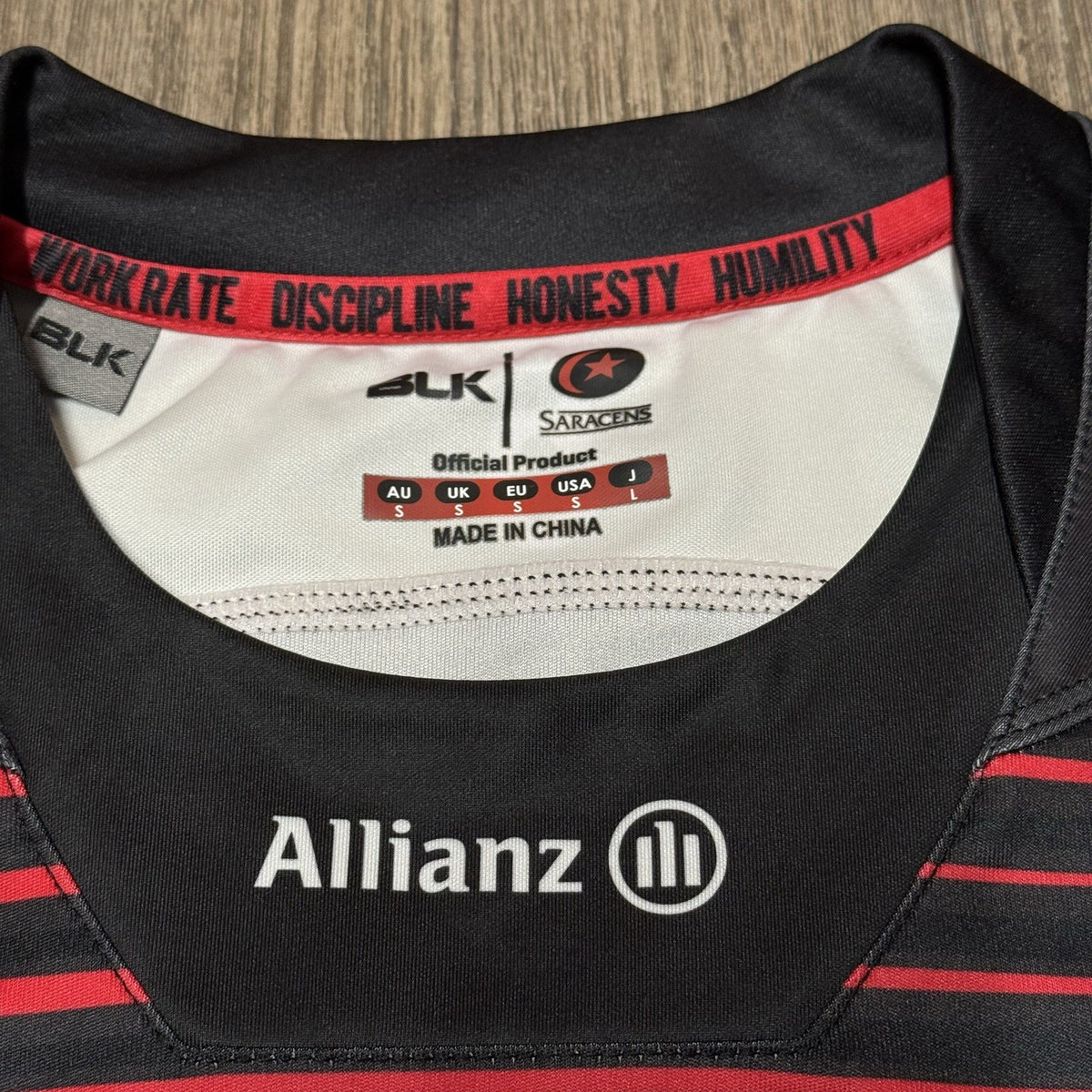Saracens Rugby Union Home Shirt 2017/2018 BLK Small S Jersey Black Top