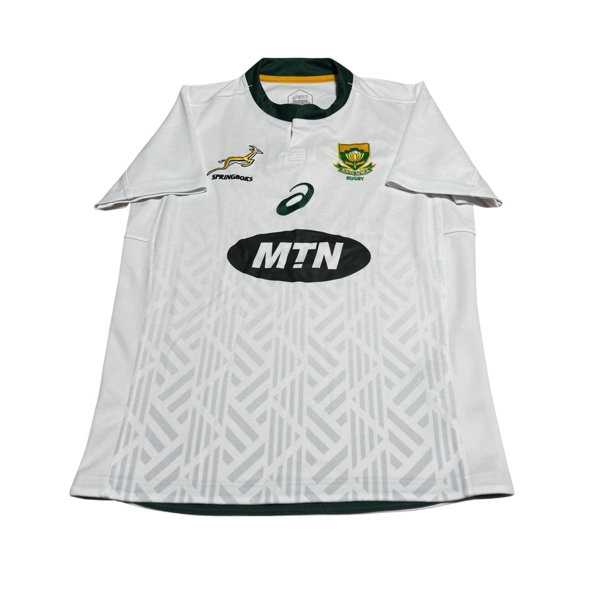 SOUTH AFRICA AWAY RUGBY SHIRT JERSEY ASICS SIZE MEDIUM M MEN WHITE