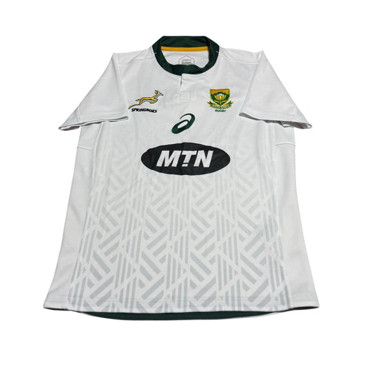 SOUTH AFRICA AWAY RUGBY SHIRT JERSEY ASICS SIZE MEDIUM M MEN WHITE