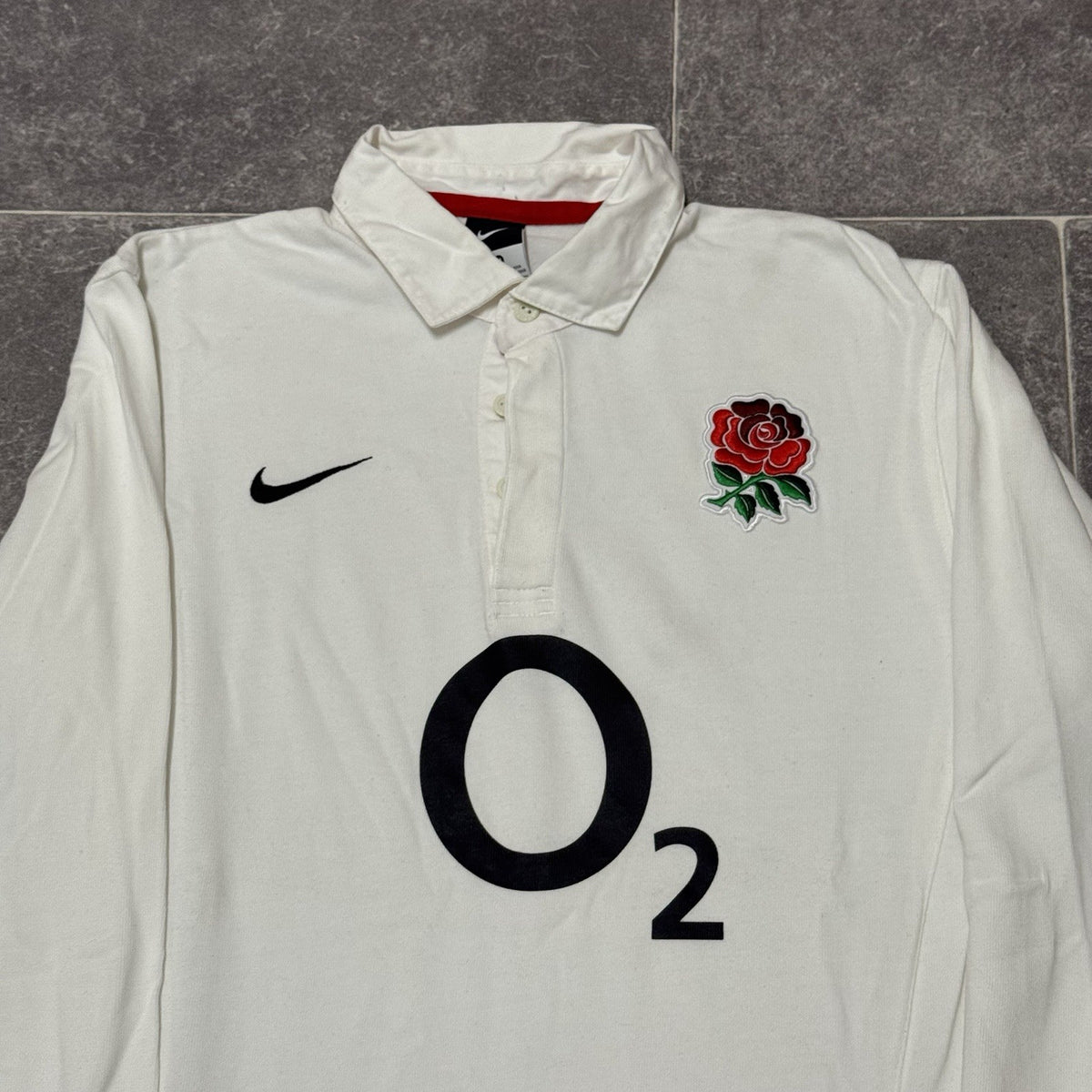 Vintage Nike England Rugby Shirt Long Sleeve Jersey Medium Adults O2 White
