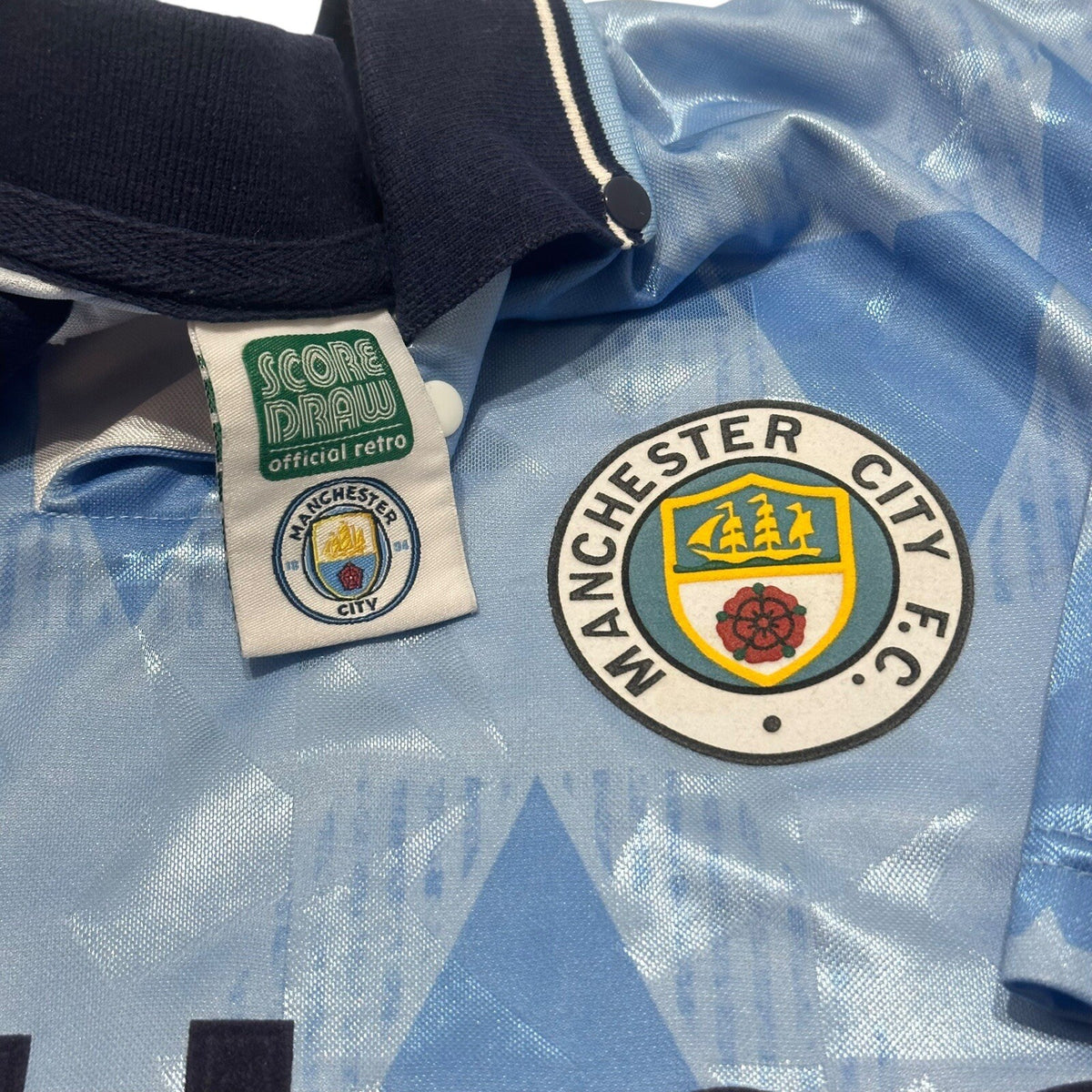 Manchester City 1989 - 1991 Home Football Shirt Jersey Score Draw size S