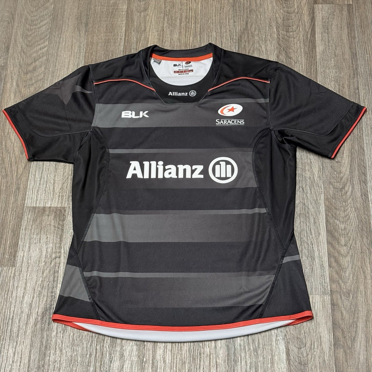 Saracens Rugby Union Shirt BLK Large Home Kit Jersey London 2016 2017
