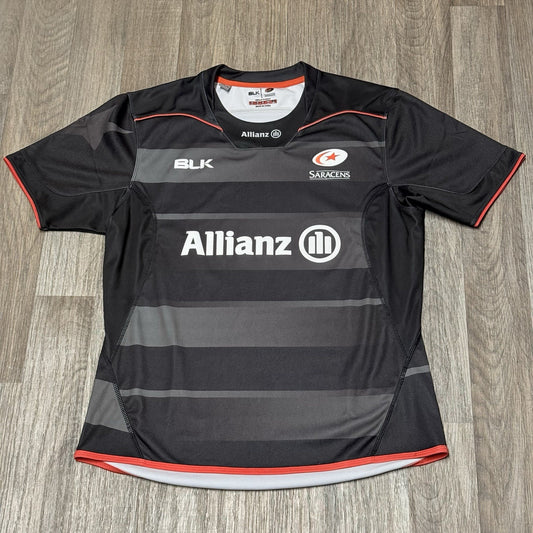 Saracens Rugby Union Shirt BLK Large Home Kit Jersey London 2016 2017