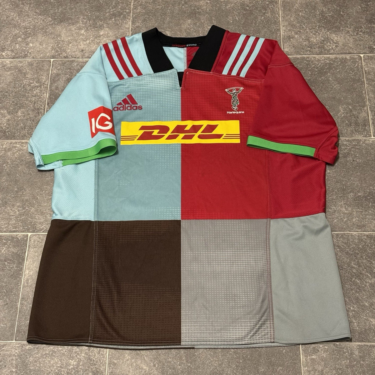 HARLEQUINS ADIDAS HOME RUGBY LEAGUE SHIRT 2017 2018 SIZE XL USED