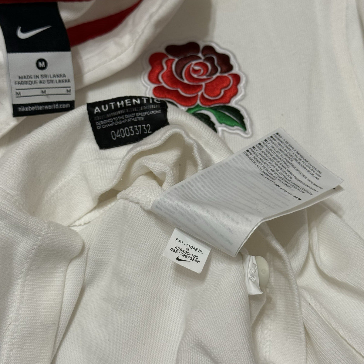 Vintage Nike England Rugby Shirt Long Sleeve Jersey Medium Adults O2 White