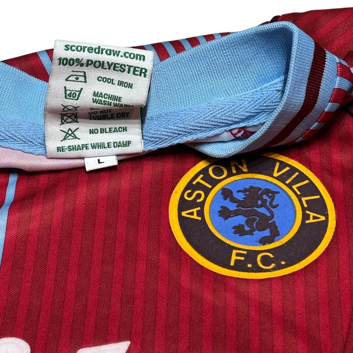 Aston Villa Away Football Shirt Jersey 1989 Score Draw L Large