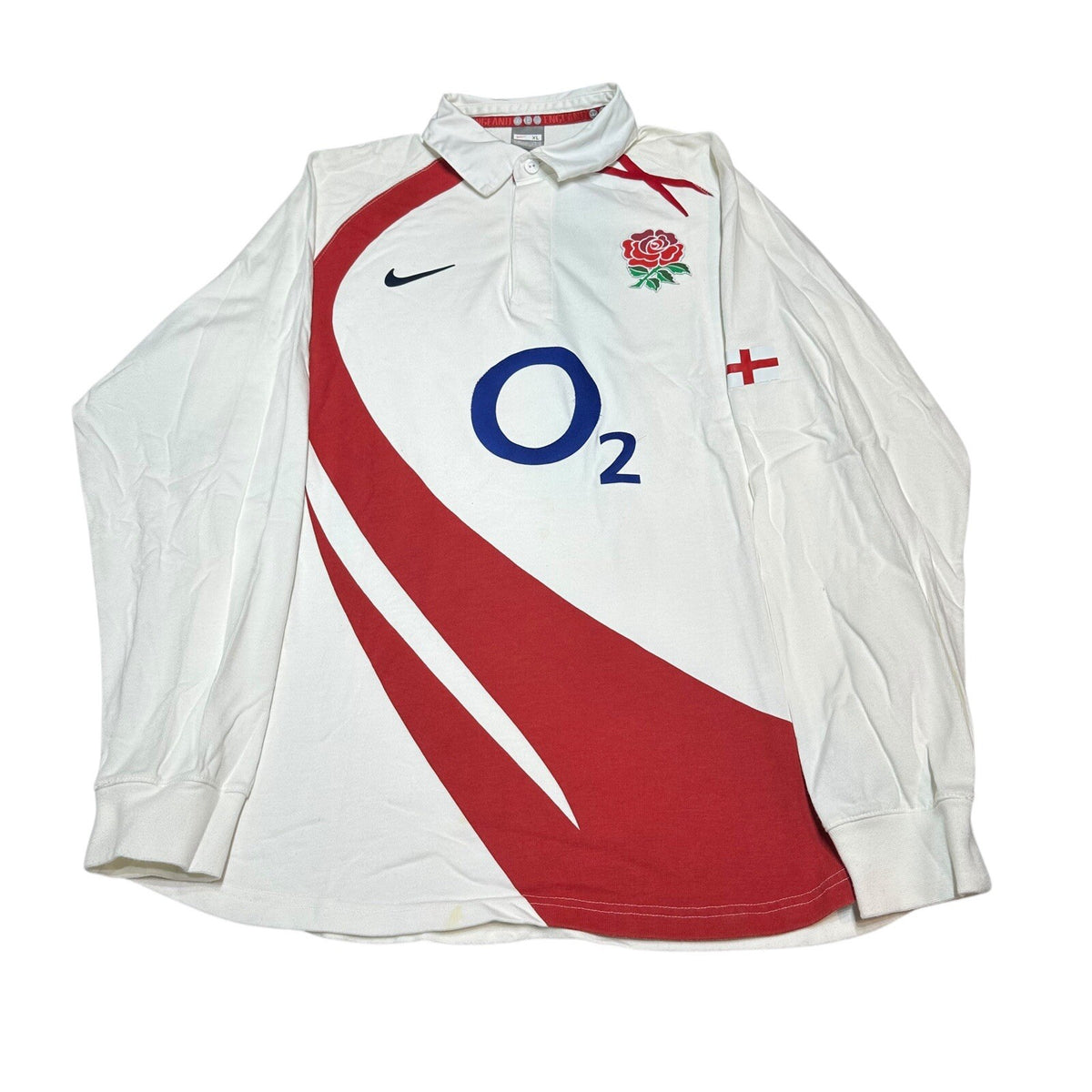 England Rugby Shirt Mens XL 2007/08 White Home Nike Long Sleeve Union Top