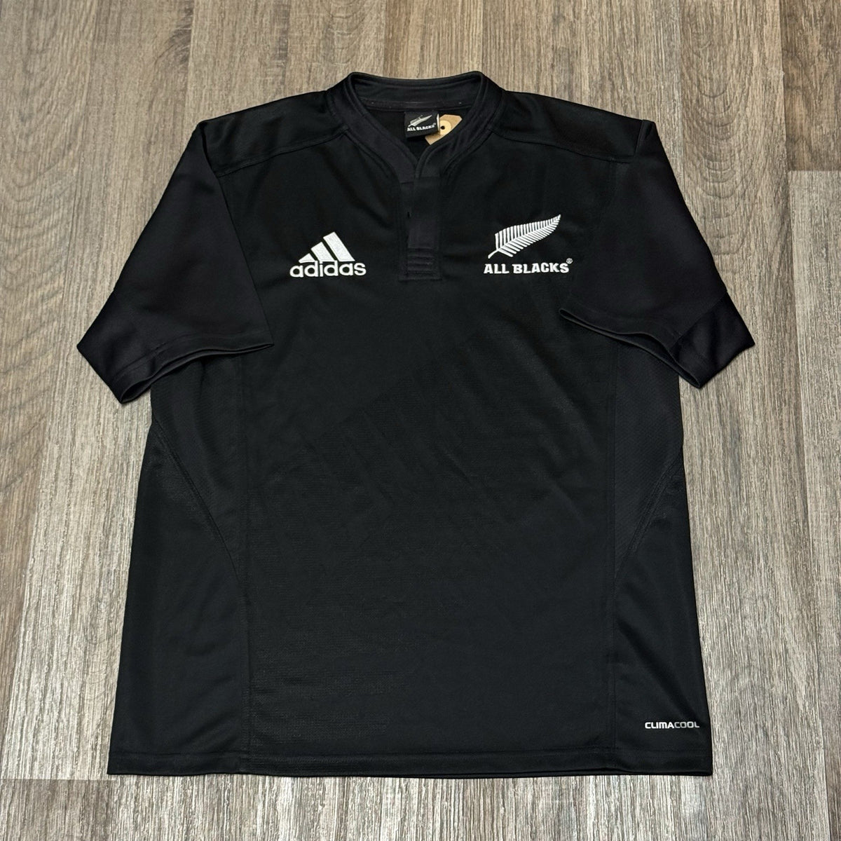 New Zealand All Blacks Shirt Mens Small Black Rugby Jersey Adidas Polyester