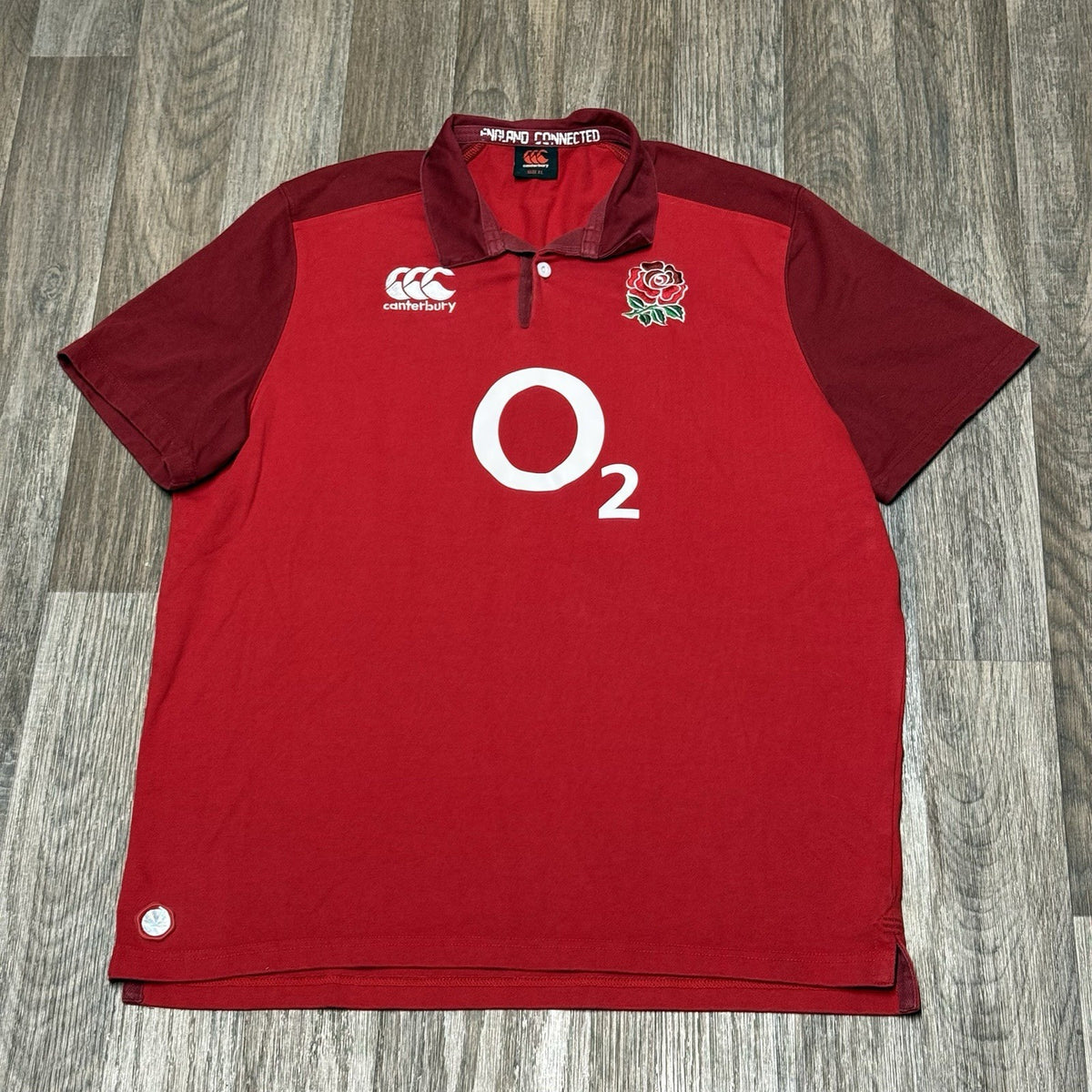 Canterbury England Rugby Union Rugby Shirt Size XL Adults Red Polo Top Authentic