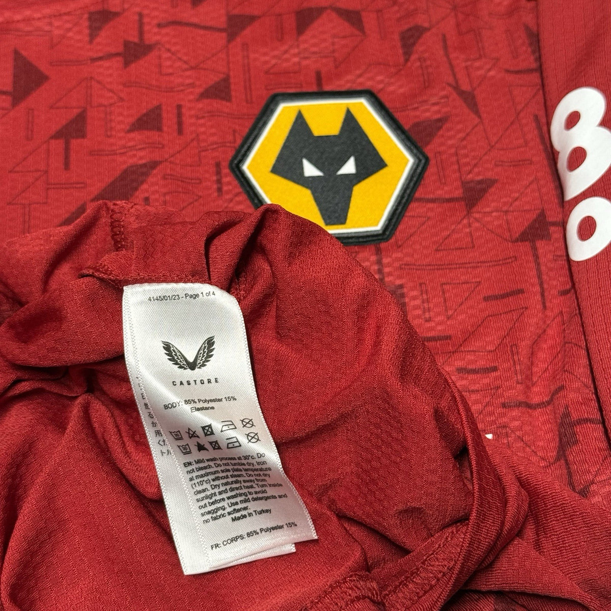 Wolves Away Shirt 2023-2024 Long Sleeve Football Jersey Size Small