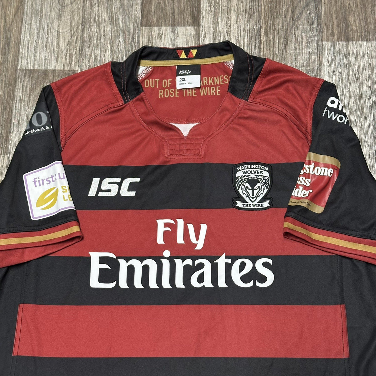 Official ISC 2016 Warrington Wolves Away Rugby League Shirt Jersey 2XL #1 Gidly