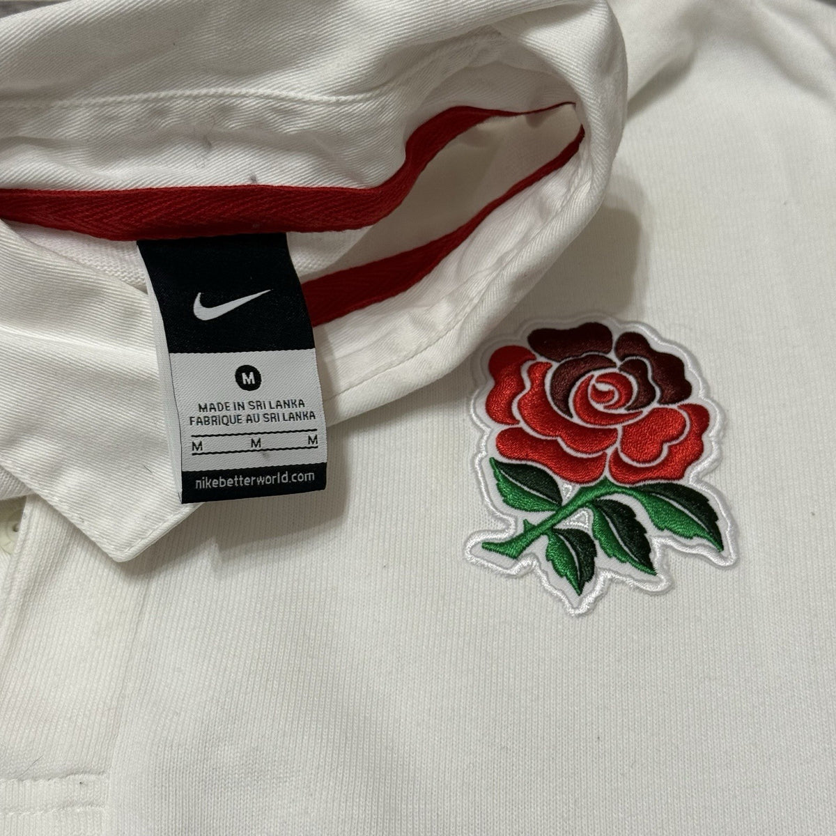 Vintage Nike England Rugby Shirt Long Sleeve Jersey Medium Adults O2 White