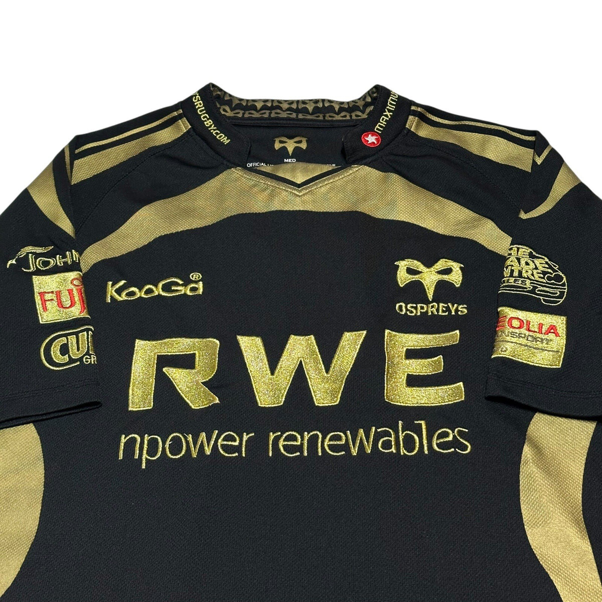 Ospreys Rugby Home Shirt 2009/2010 - Kooga M Medium Black Gold Jersey Top