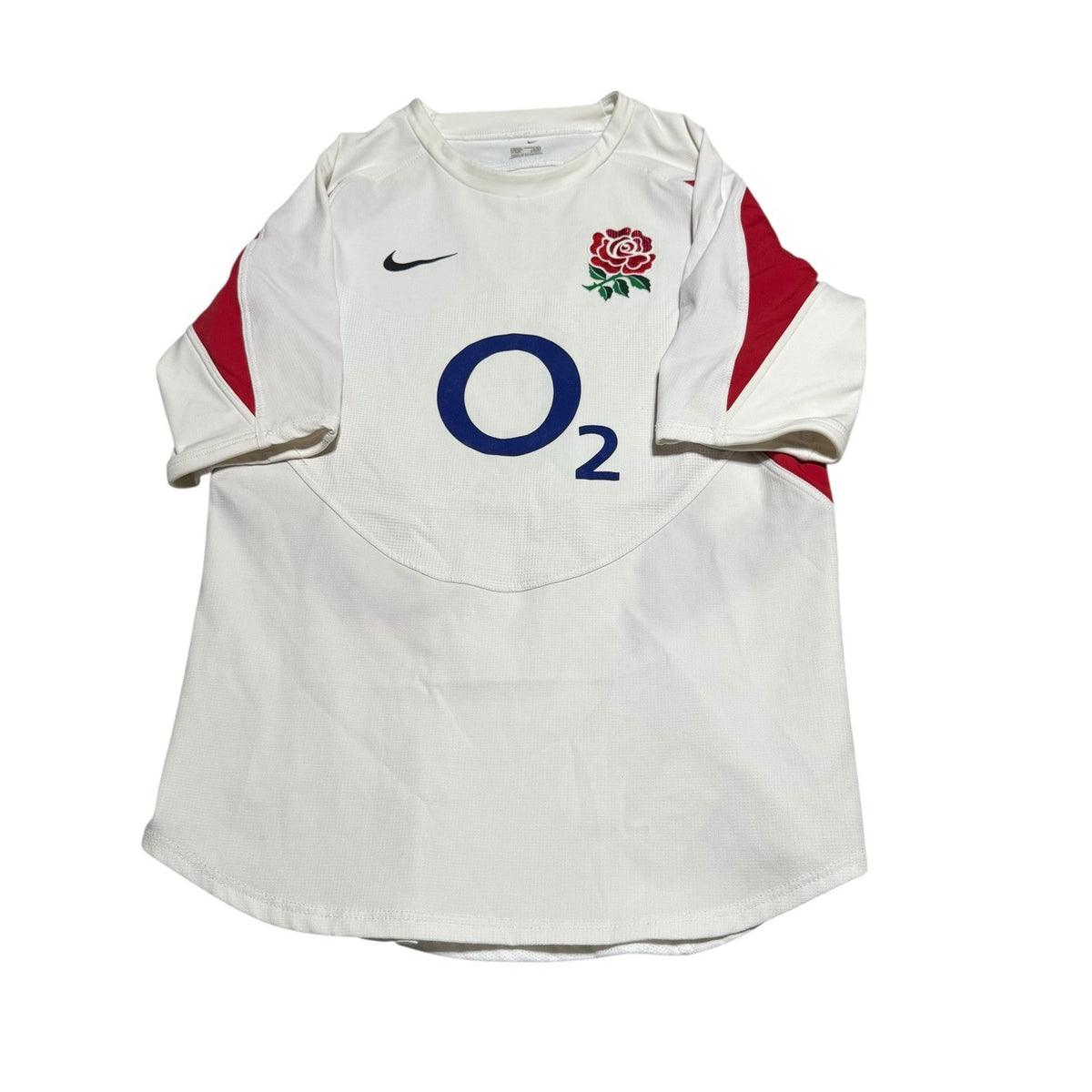 Nike England Rugby Shirt Home White 2003 XL Mens Short Sleeve PRO O2 World Cup