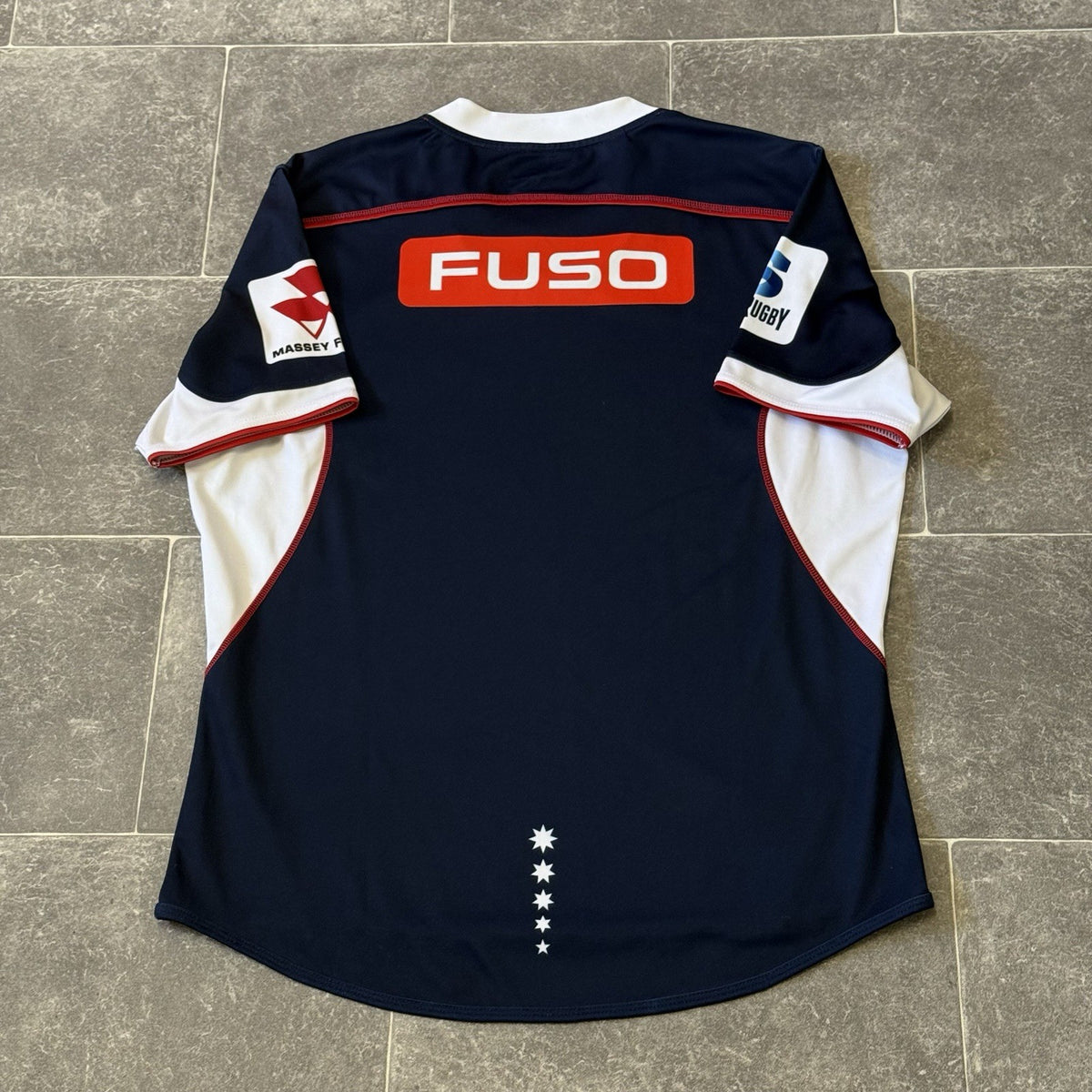 Melbourne Rebels Super Rugby Home Shirt Large Adults BLK Jersey Blue Top