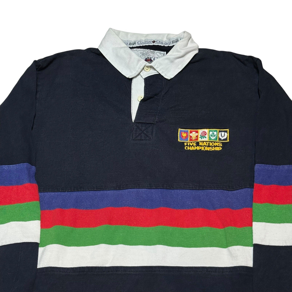 RUGBY UNION FIVE NATIONS CHAMPIONSHIP SHIRT JERSEY COTTON OXFORD 90s M