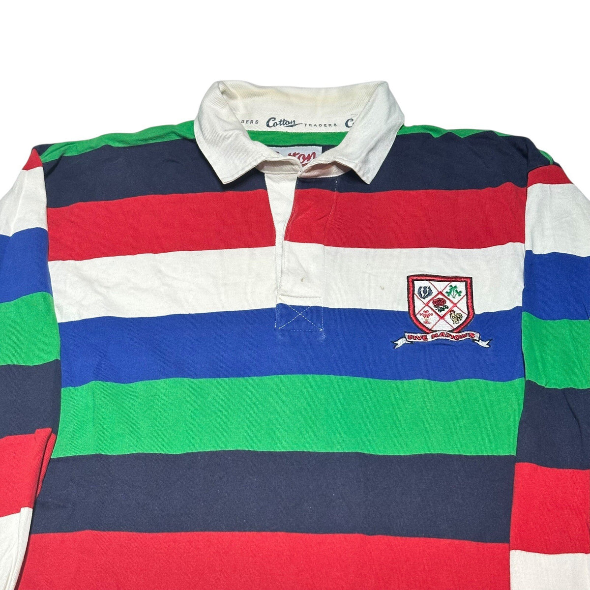 Five Nations Rugby Shirt Cotton Traders Large 90s Rugby Union Jersey Longsleeve