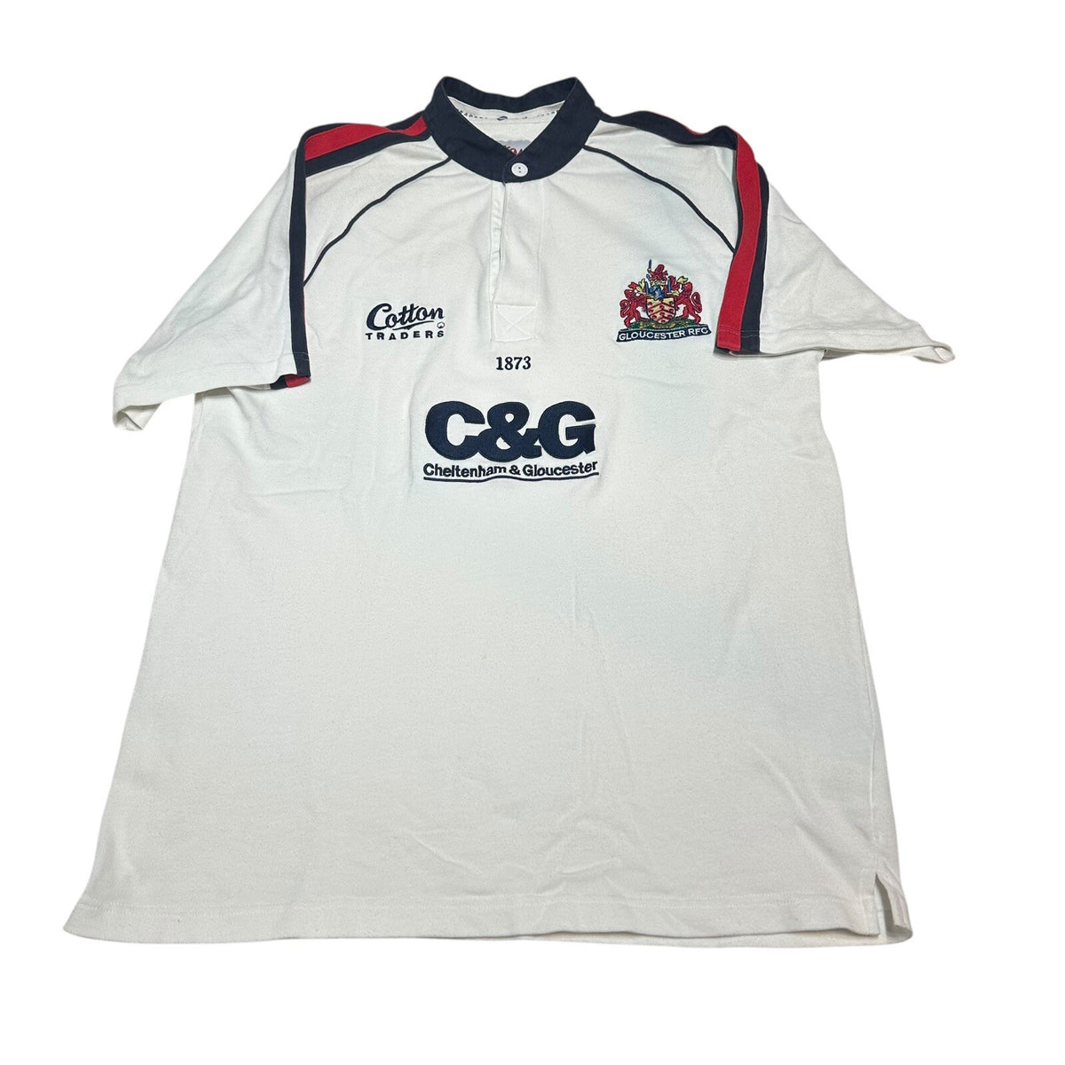 Gloucester Rugby Away Shirt 2004/2005 Cotton Traders Large White Jersey Top