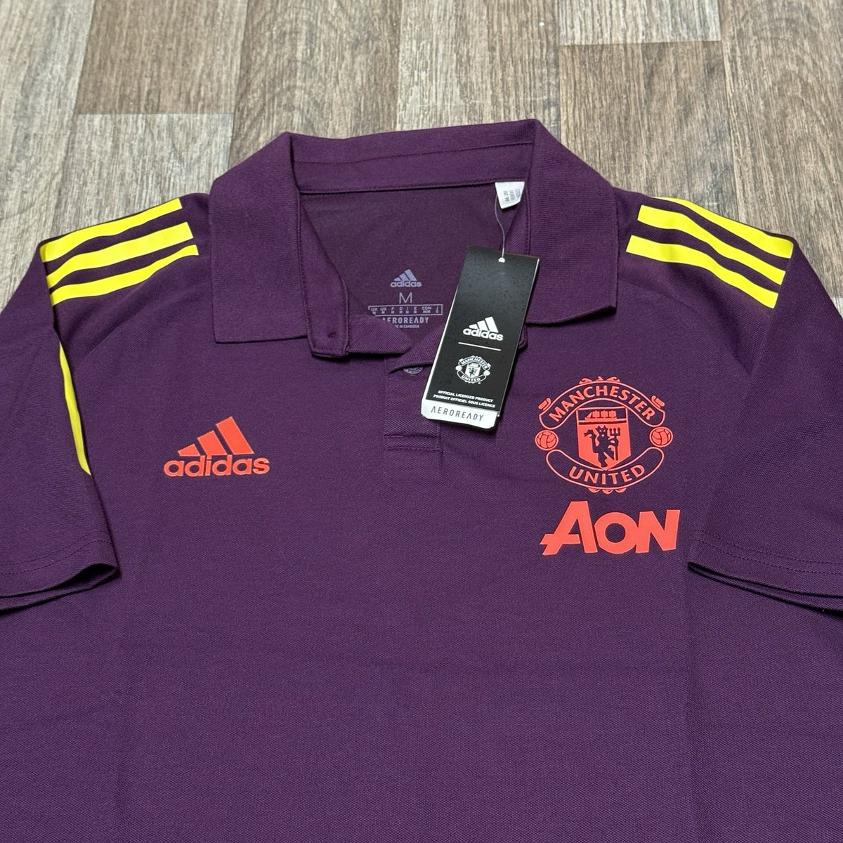 MANCHESTER UNITED Polo Shirt Purple ADIDAS 2020-2021 Red Devils BNWT SIZE MEDIUM