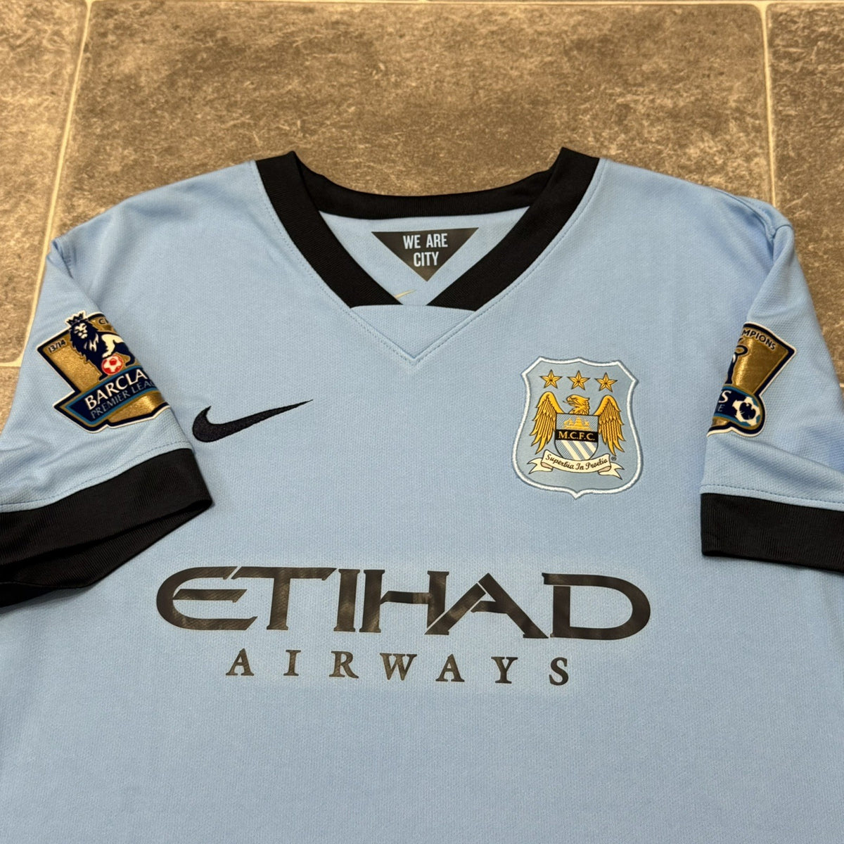 Manchester City Shirt Large Woman’s Blue Home Kit 2014 2015 Nike Soccer Jersey