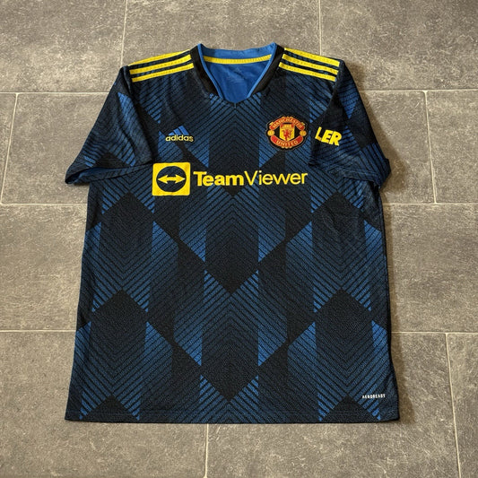 Manchester United Football Shirt Mens Large Blue 2021/22 Third Adidas