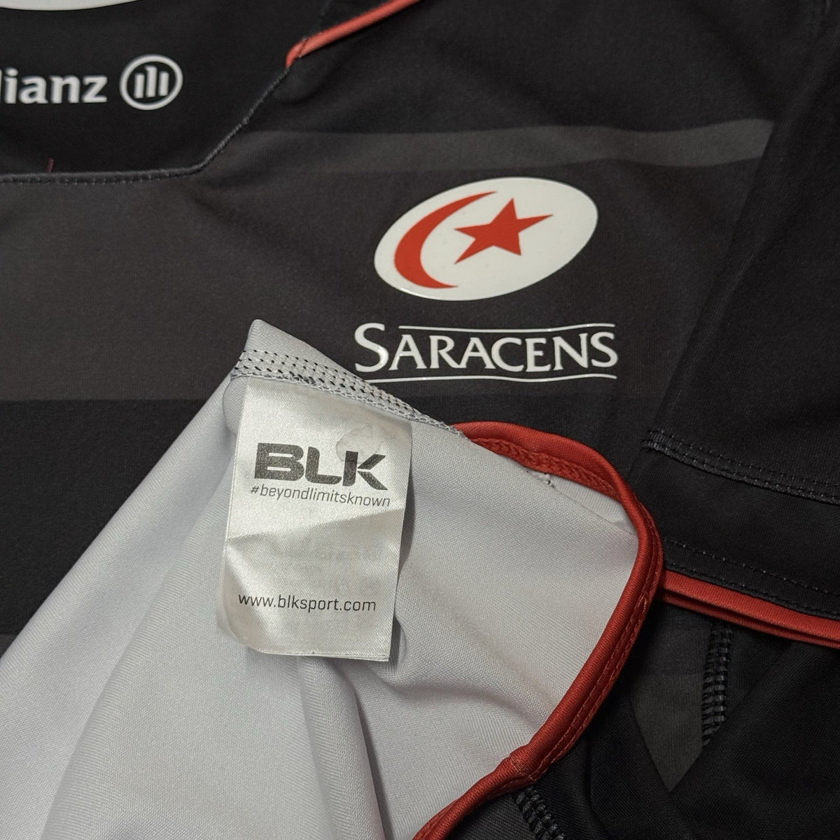 Saracens Rugby Union Shirt BLK Large Home Kit Jersey London 2016 2017