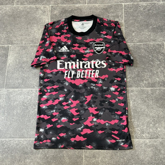 Arsenal Adidas 2021/22 XS Adults Pink Grey Camo Training Top Short Sleeve Shirt