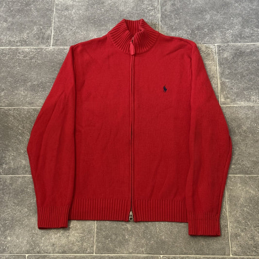 Polo Ralph Lauren Mens Long Sleeve Zipped Cotton Cardigan XL Red