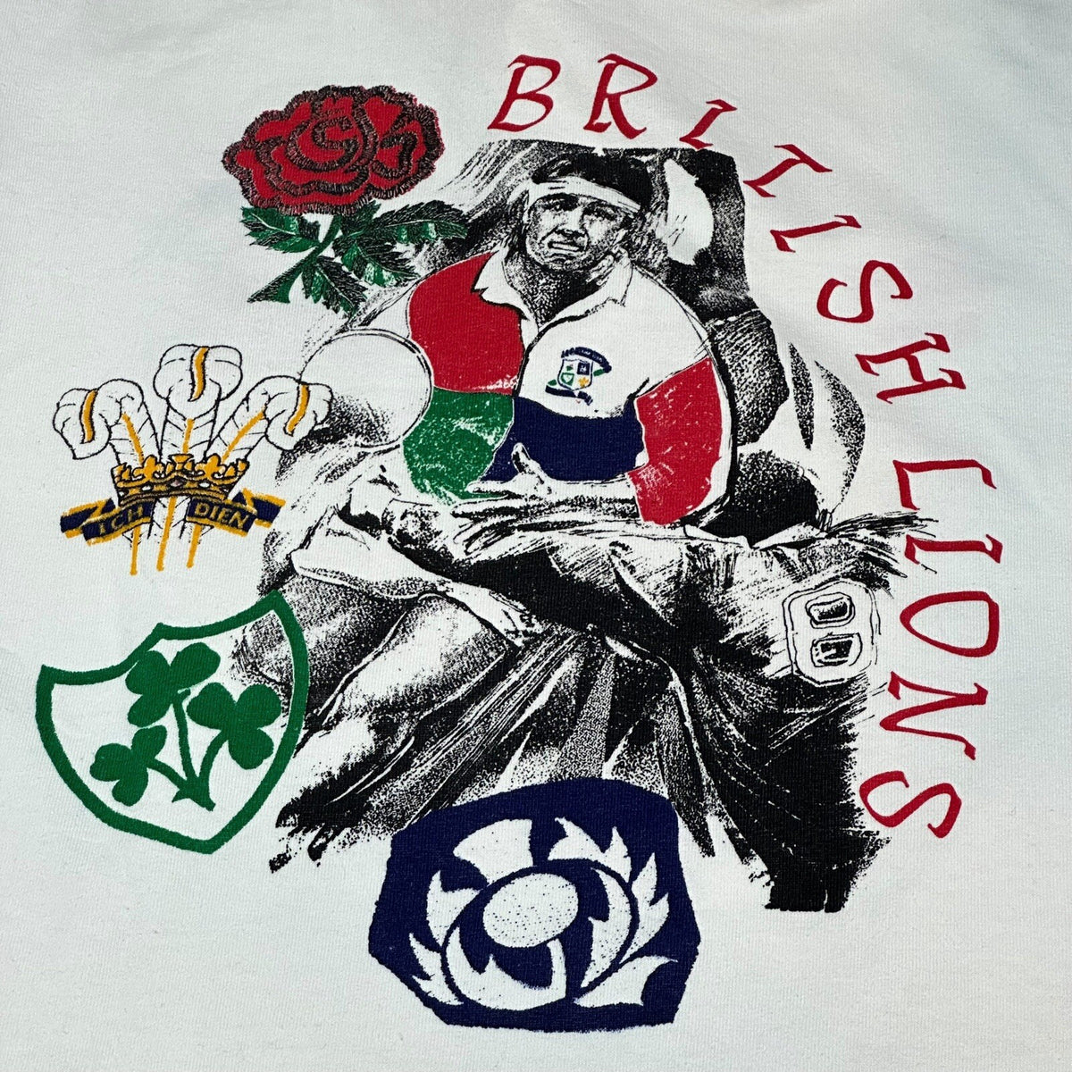 Vintage British Lions Rugby Shirt Mens M/L White Umbro 1989 Australia Union