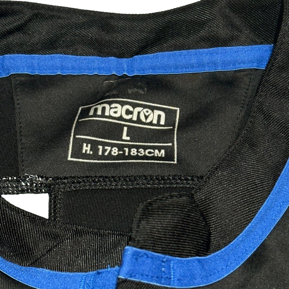 Bath Rugby Player Issue Training Shirt Macron LARGE L Jersey Black Blue GPS Top