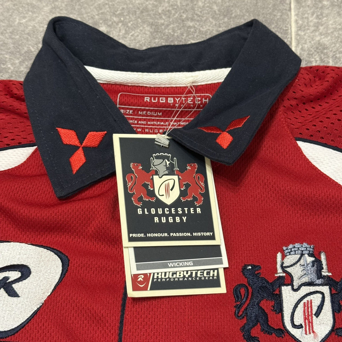Gloucester Rugby Home Shirt 2007/2009 NEW Rugbytech Medium Long Sleeve Jersey