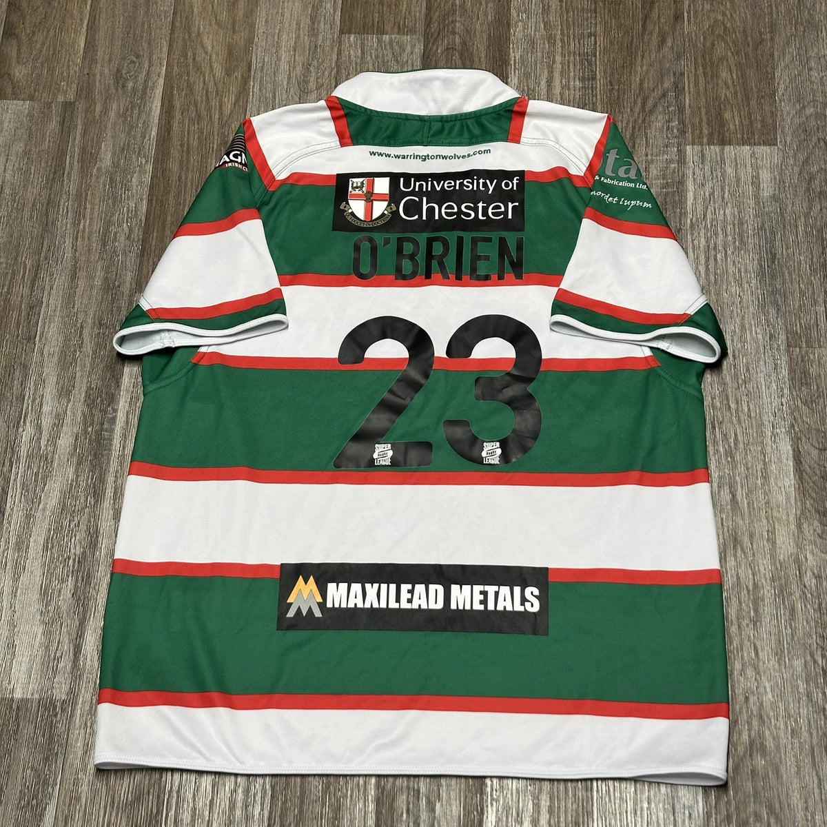 WARRINGTON WOLVES RUGBY Away Jersey 2XL Shirt #23 O’Brien ISC 2013 SIZE XXL